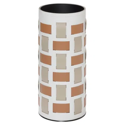 Pre-owned Rudi Bino White Umbrella Holder With Beige Lisbona Pattern