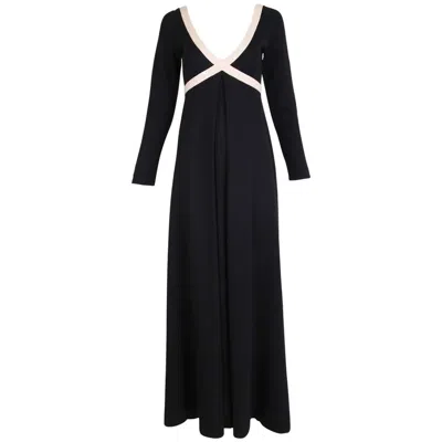 Pre-owned Rudi Gernreich 1970's  Black & Creme Knit Cross Your Heart Maxi Dress