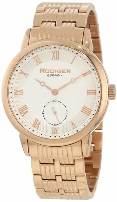 Pre-owned Rudiger Men's R3000-09-001 Leipzig Rose Gold Ip Stainless Steel Watch