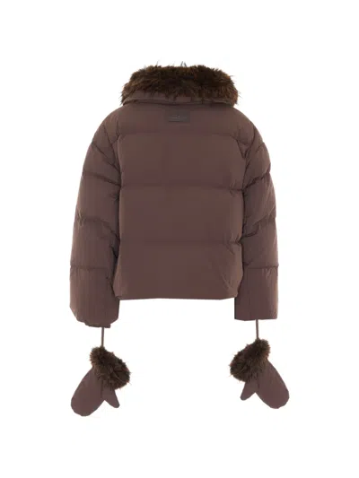 Rudsak Alondra Faux-fur Trim Padded Coat In 브라운
