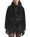 Rudsak Aspen Faux Fur Jacket With Removable Down Hood In Black