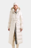 Rudsak Audrey Maxi Down Puffer With Faux Shearling Trim In White
