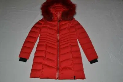 Pre-owned Rudsak Authentic  Womens Malefica Quilted Down Puffer Removable Fur Red All Sizes