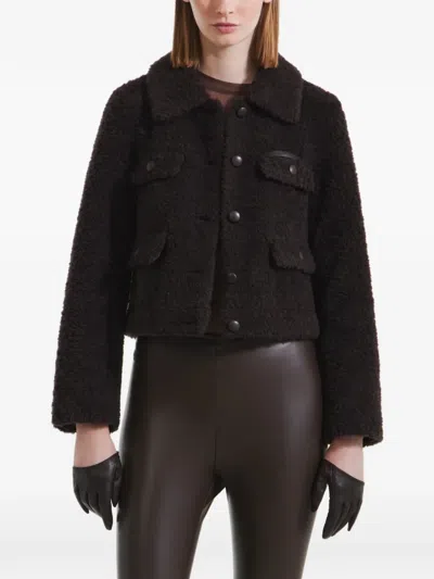 Rudsak Blair Cropped Shearling Jacket In Black