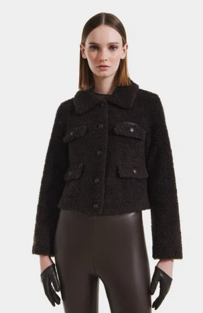 Rudsak Blair Short Wool Teddy Jacket In Brown