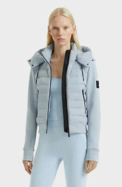 Rudsak Cassa Light Down & Neoprene Crop Jacket In Blue