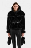 Rudsak Chloe Faux Fur Jacket With Puffer Hood In Black