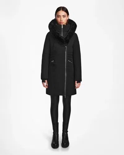 Rudsak Cora Women's Fitted Down Jacket With Removable Faux Fur In Black