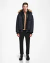 Rudsak Dallas Men's Quilted Down Bomber With Removable Faux Fur In Blue