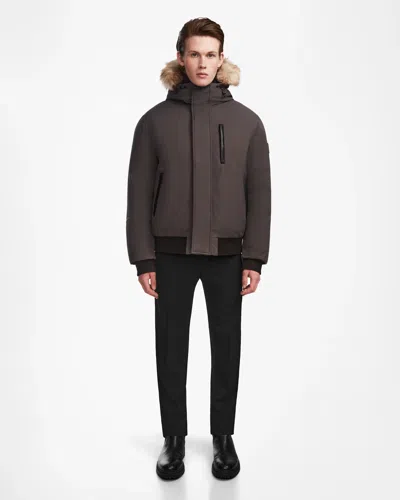 Rudsak Deacon Men's Down Bomber With Removable Faux Fur In Gray
