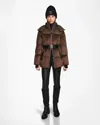 Rudsak Donia Women's Fitted Velvet Down Puffer With Removable Sleeves In Brown