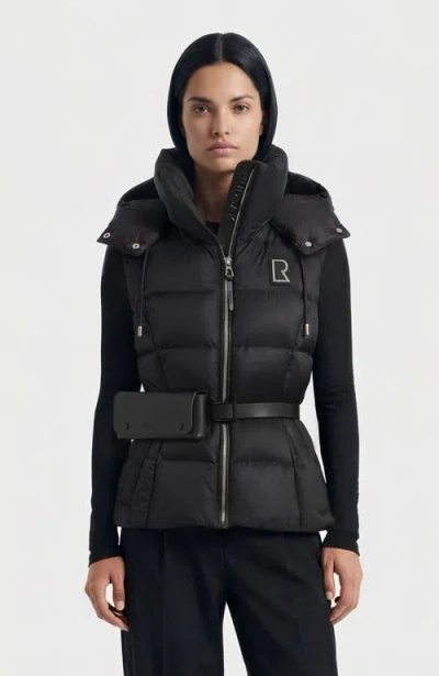 Rudsak Down Vest With Removable Hood & Pouch Belt In Black