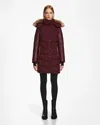 Rudsak Elsa Women's Mid-length Matte Down Puffer With Recycled Leather Sleeves In Pink