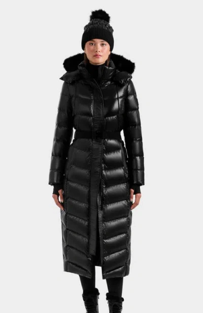 Rudsak Elsie Glossy Long Quilted Down Puffer In Black