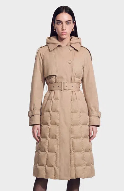 Rudsak Elvie Quilted Down Trench In Almond