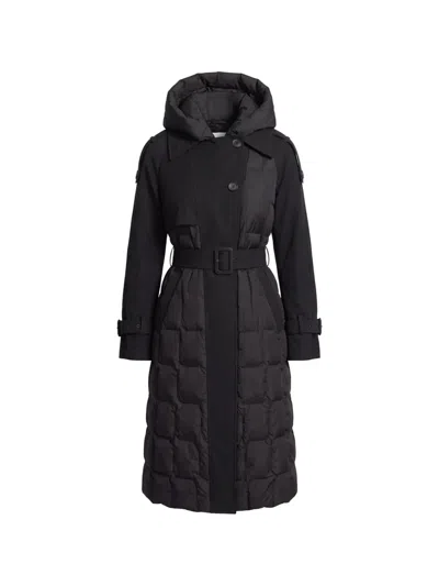 Rudsak Elvie Quilted Trench Coat In Black