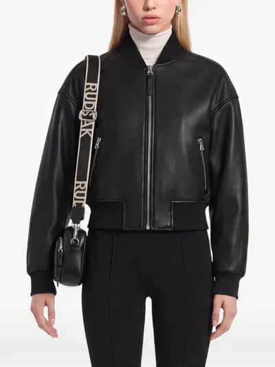 Rudsak Emerson Cropped Leather Jacket In Black