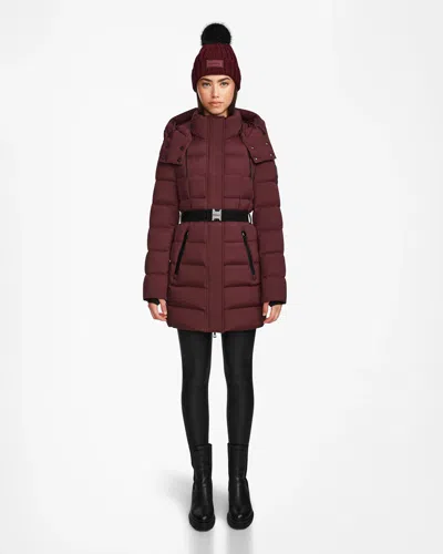 Rudsak Frida M Women's Matte Belted Mid-length Down Puffer In Brown