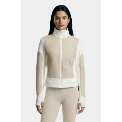 Rudsak Granada Zip-up Mixed Media Sweater Jacket In Neutral