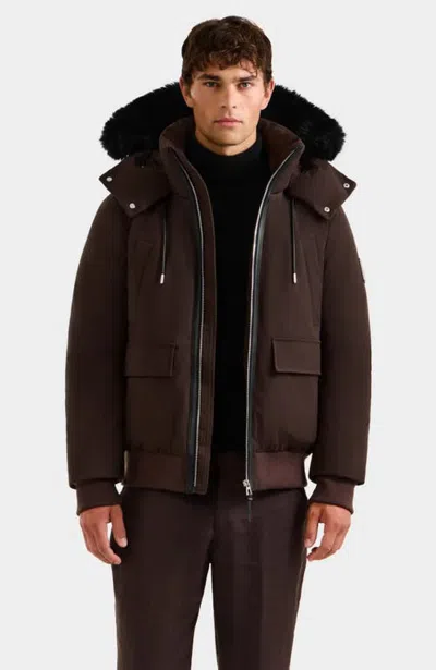 Rudsak Jerome Down Bomber With Removable Faux Fur In Espresso