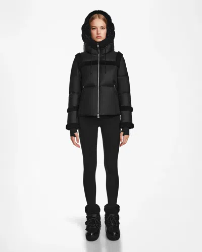 Rudsak Juliana Women's Down Puffer With Faux Shearling Trim In Black