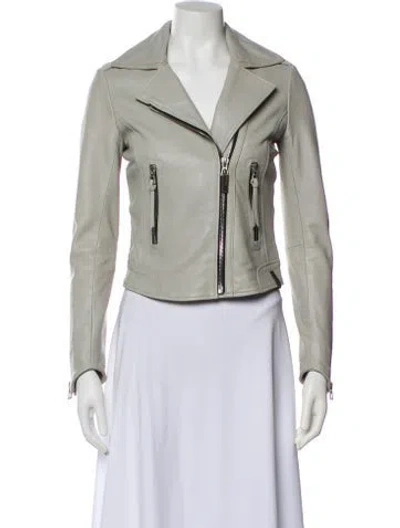 Pre-owned Rudsak Leather Biker Jacket In Gray