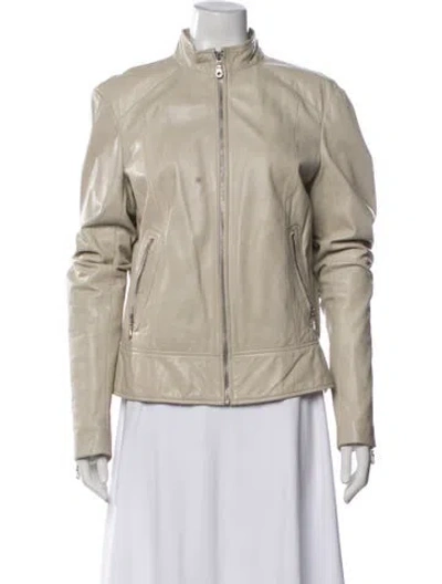 Pre-owned Rudsak Leather Biker Jacket In Neutral