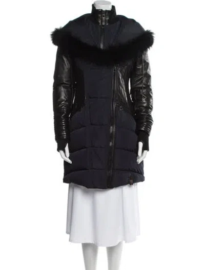 Pre-owned Rudsak Leather Down Coat In Blue