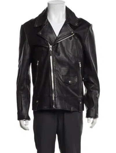 Pre-owned Rudsak Leather Moto Jacket In Grey