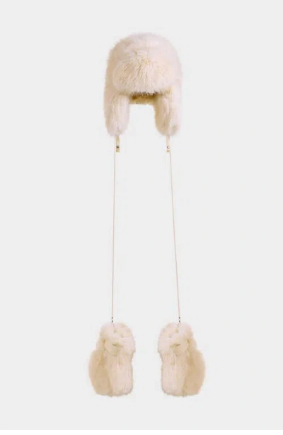 Rudsak Lira Faux Fur Aviator Hat & Mitten Set In Neutral