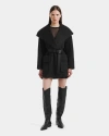 Rudsak Lucia Textured Wool Wrap Mid-length Coat In Black