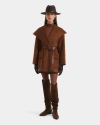 Rudsak Lucia Textured Wool Wrap Mid-length Coat In Brown