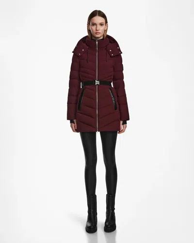 Rudsak Malaya Women's Quilted Matte Mid-length Fitted Light Puffer In Burgundy