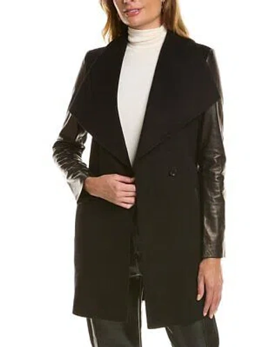 Pre-owned Rudsak Mellia Leather-trim Wool-blend Jacket Women's Black Xs