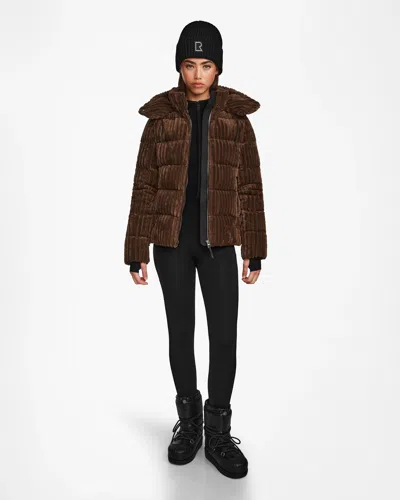 Rudsak Mirry Ff Women's Velvet Corduroy Down Puffer In Brown