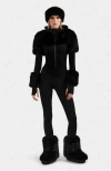 Rudsak Myla Catsuit With Faux Fur In Black