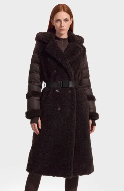Rudsak Noelle Faux Fur & Down Coat In Espresso