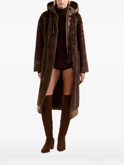 Rudsak Oriana Cable-knit Faux-fur Coat In Brown