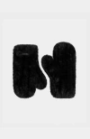 Rudsak Pia Knit Faux Fur Mittens In Black