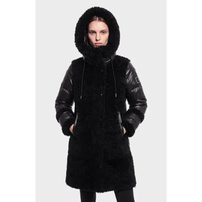 Rudsak Shelley Teddy & Down Puffer Coat In Black