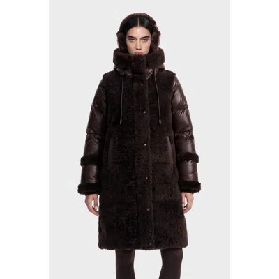 Rudsak Shelley Teddy & Down Puffer Coat In Espresso