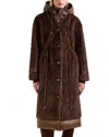 Rudsak Tina Long Teddy Jacket With Removable Puffer Hood In Brown