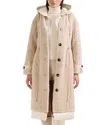 Rudsak Tina Long Teddy Jacket With Removable Puffer Hood In Neutral