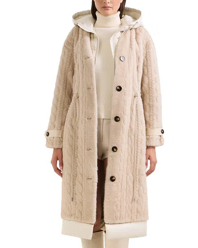 Rudsak Tina Long Teddy Jacket With Removable Puffer Hood In Neutral