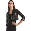 Rudsak Winni Black Cropped Leather Biker Jacket For Women In Black