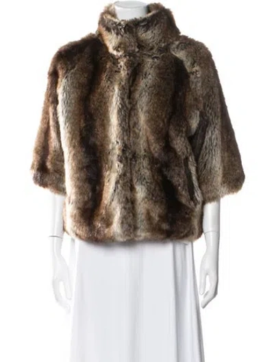 Pre-owned Rudsak Wool Animal Print Faux Fur Jacket In Brown