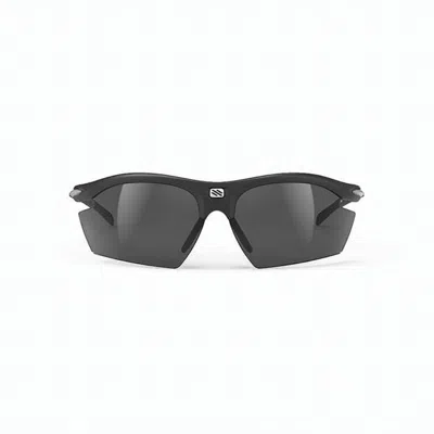 Rudy Project Semi-rimless Black Sunglasses With Sporty Design In Blue