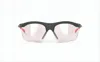 Rudy Project Semi-rimless Sunglasses With Textured Black Frame In Pink
