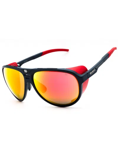 Rudy Project Sp813847 Plastic Aviator Men's Sunglasses In 0001 - Blue Navy M.- Mls Red