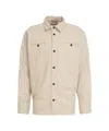 Rue De Tokyo Beige Striped Oversized Shirt Jacket With Functional Pockets In Neutral